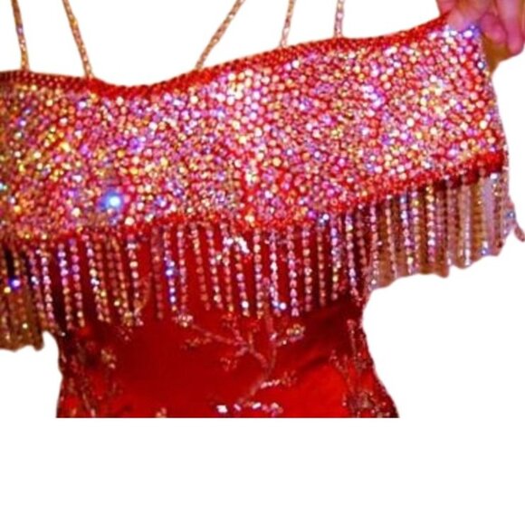 Couture Swarovski Crystals Runway Fringes Cocktail Prom Party Pageant Dress Gown - Picture 11 of 15